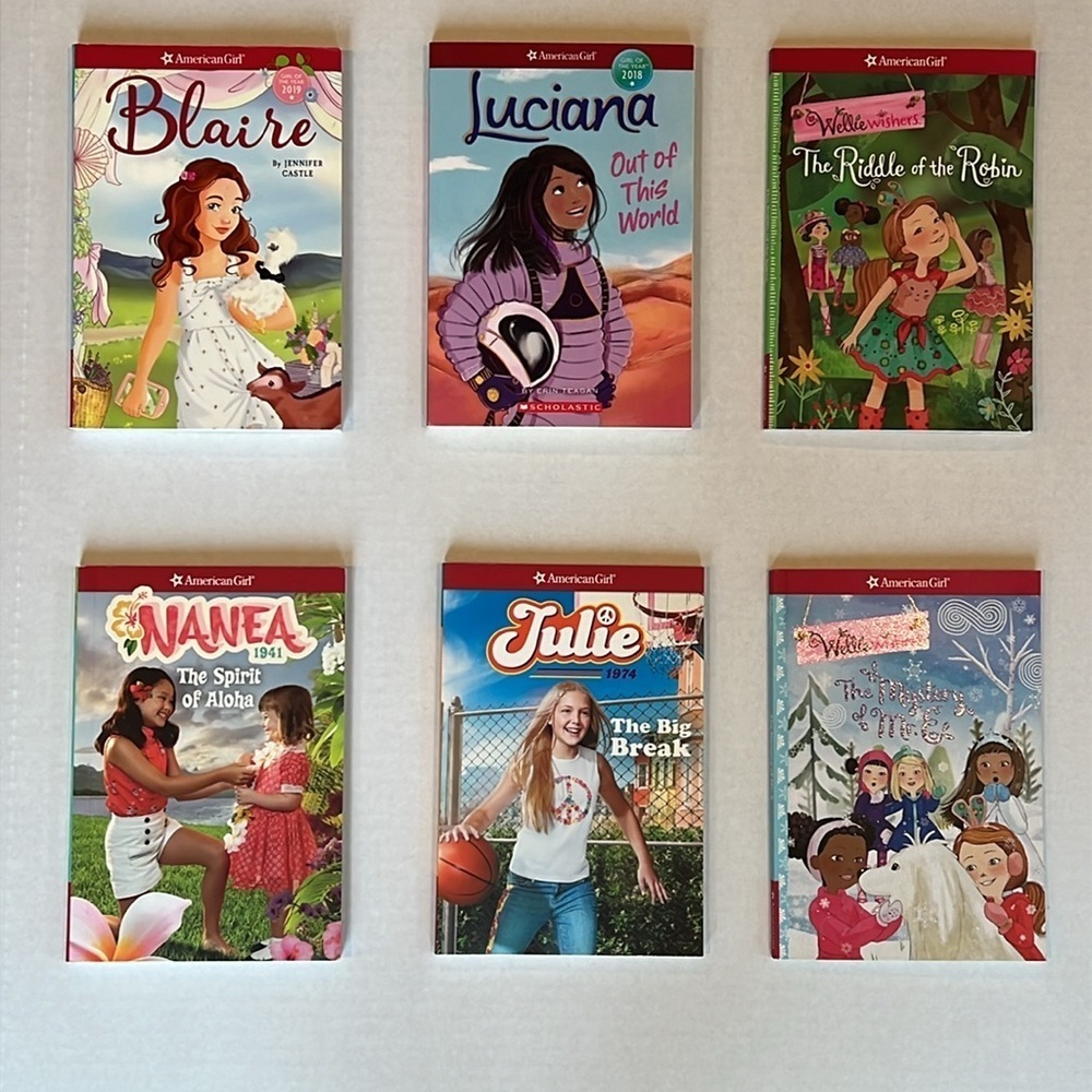 American Girl & Wellie Wishers Book Set/Nanea Julie Blaire Luciana/ AG Girl Book